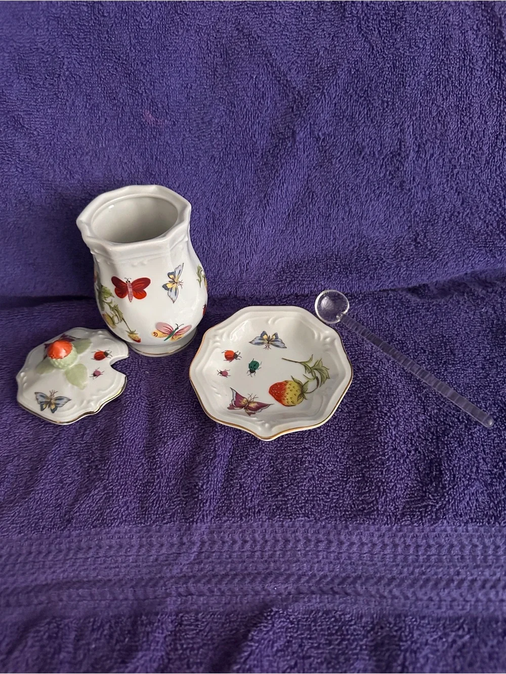 Vintage Lenwile Ardalt Springtime Jam Jar, Plate and Spoon